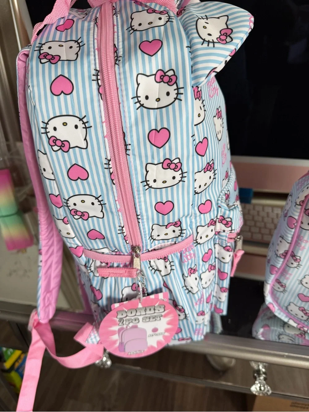 Sanrio Kids Backpack & Lunch Bag Set — Pink & Light Blue Hello Kitty